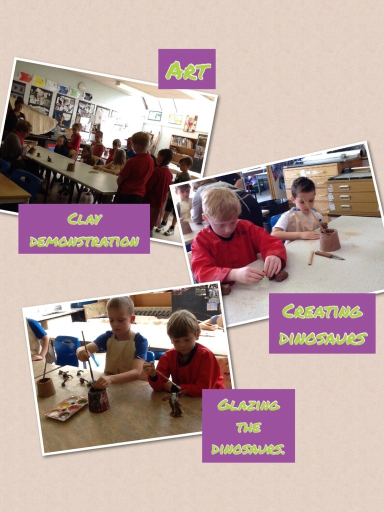 Art - making clay dinosaurs