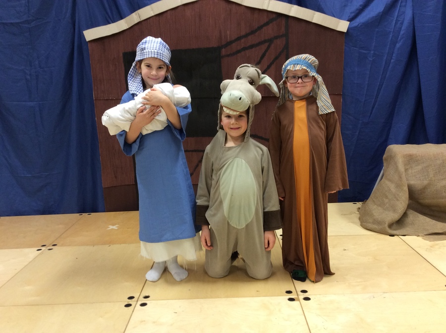 Mary, Joseph and the donkey.