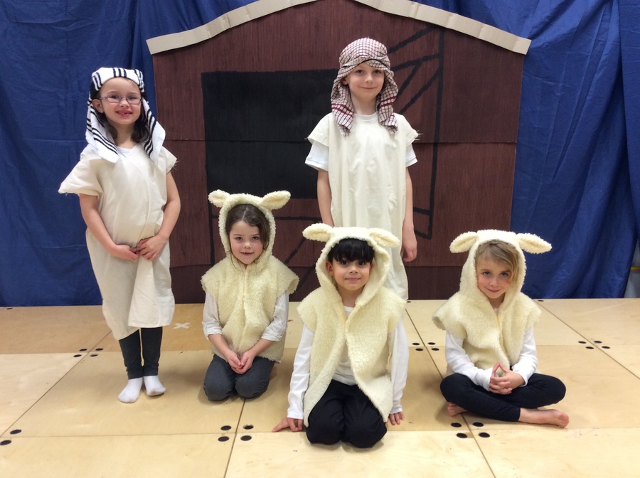 Shepherds with their sheep.