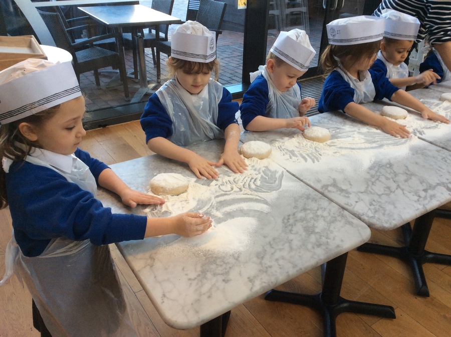 Shaping the dough.