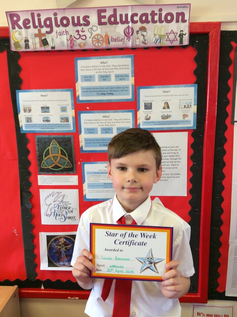 Lewis received an award for his super contributions to the class' reflection on Collective Worship.