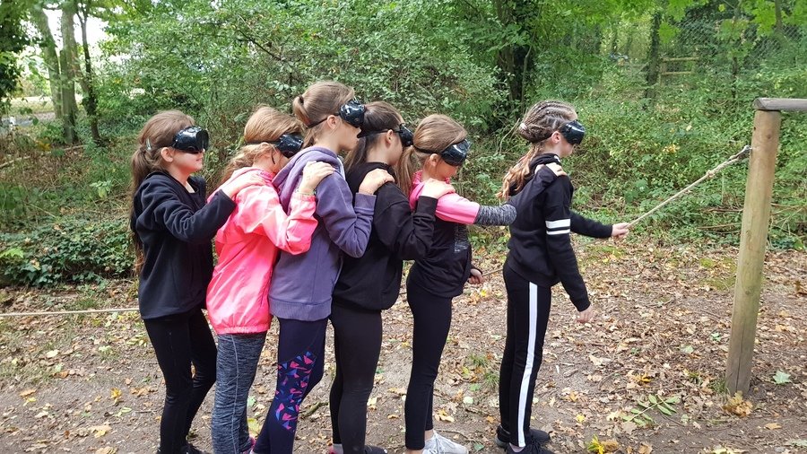 Follow the leader blindfolded AKA sensory trail