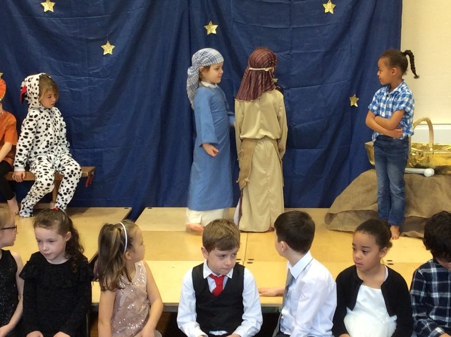 Mary and Joseph travelled to Bethlehem but it was so busy they couldn't find anywhere to stay.