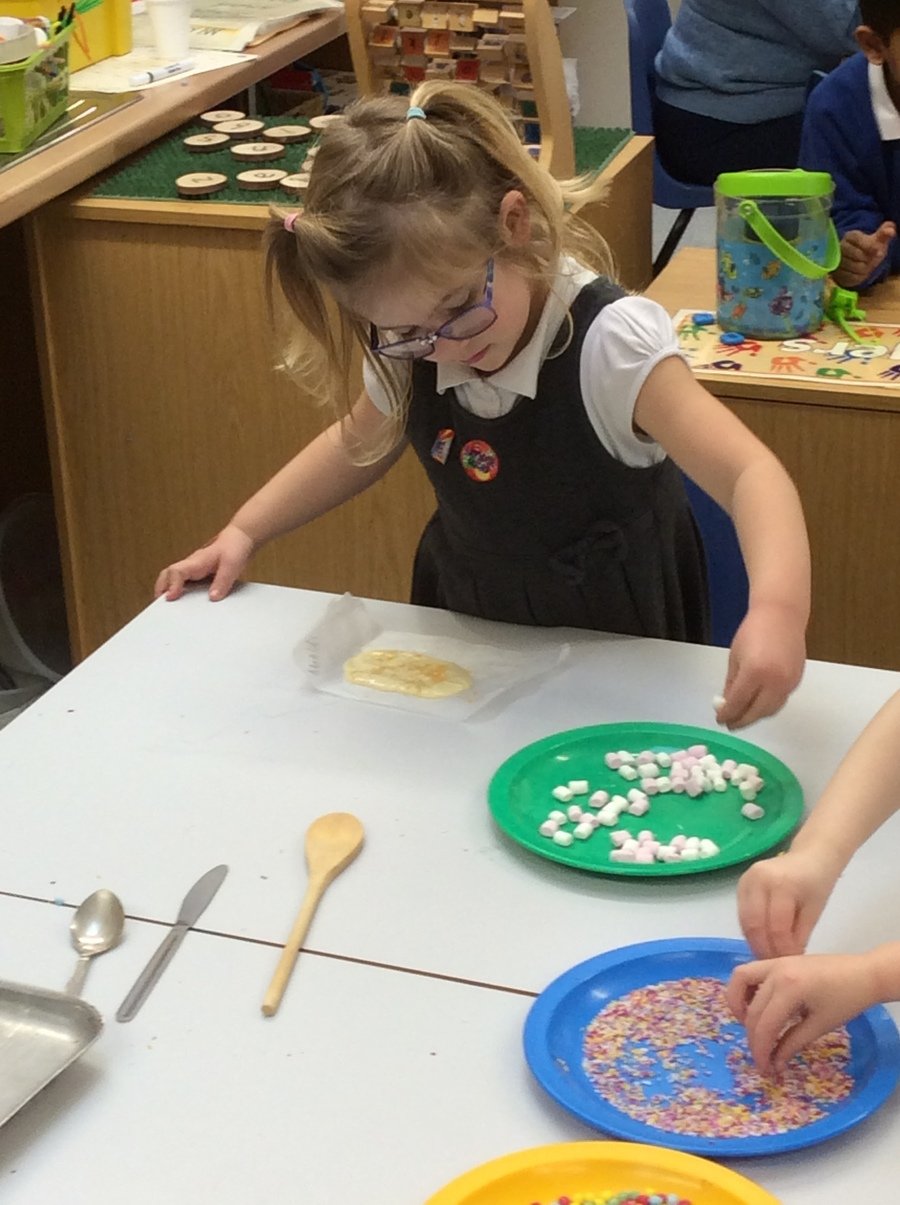 We imagined we were working in Mr Wonka's chocolate factory and made chocolates of out own.