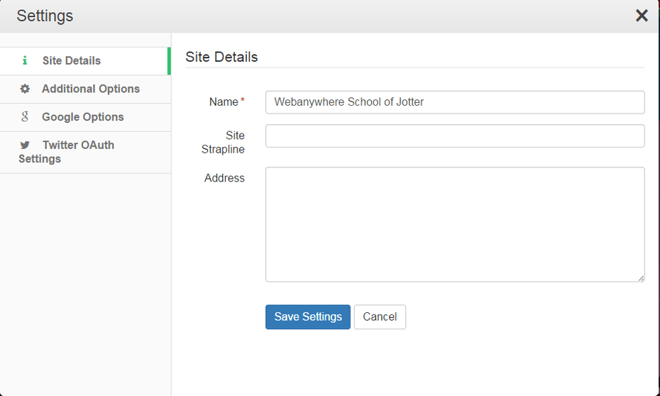 Site Details - School Jotter Help Site