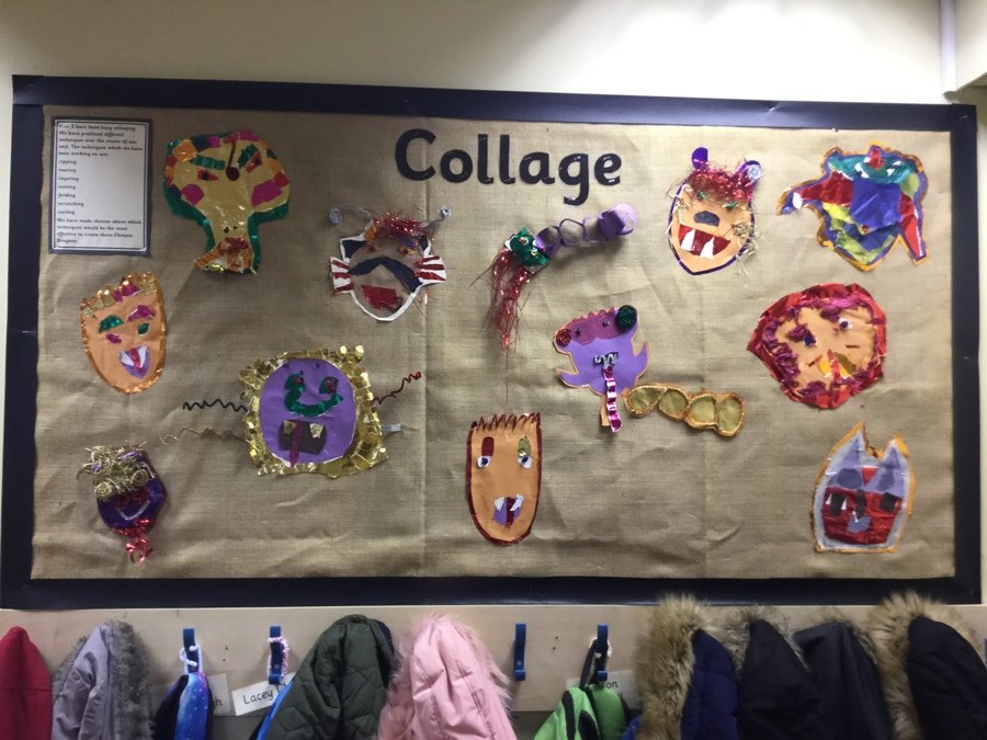 Here you can see our final collage pieces which are on display in the KS1 area.