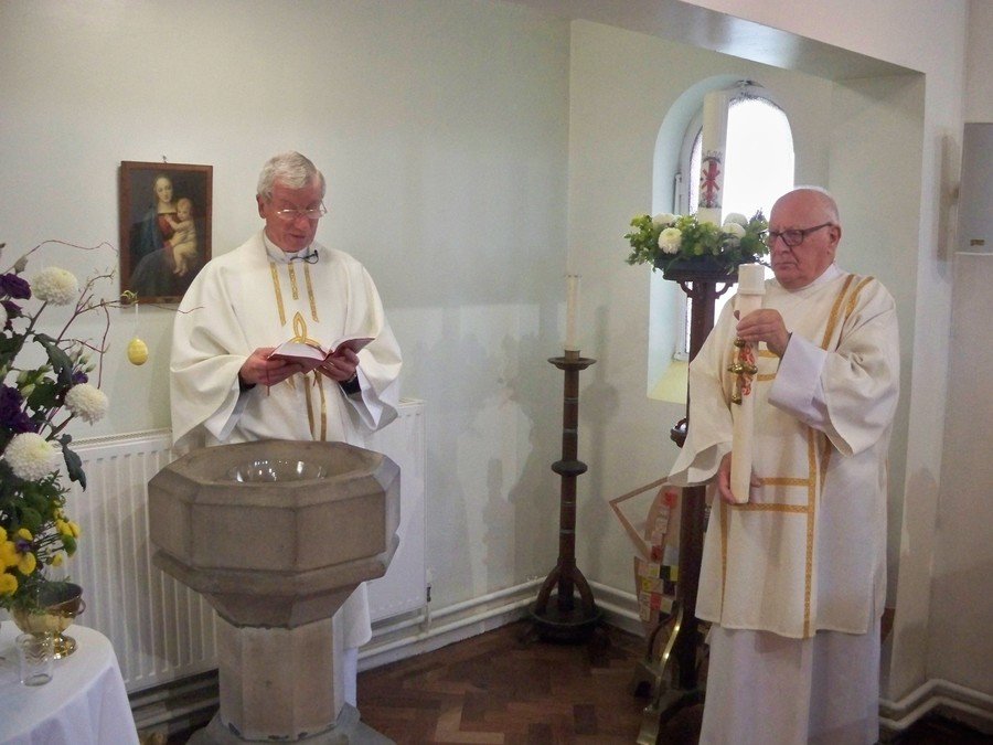 Fr James and Deacon Derek at the Easter Vigil 2019