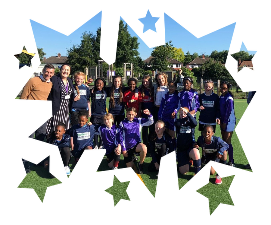 Our Girls Football Team after being interviewed on BBC Manchester Radio about female participation in the game