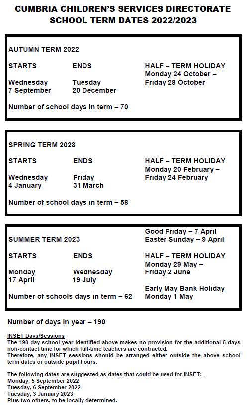 Term Dates | Nursery And Primary School