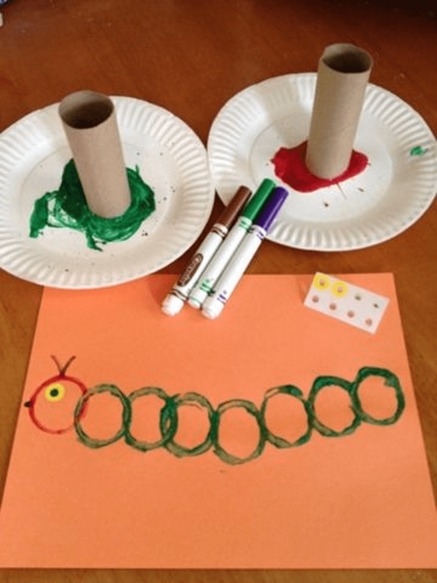 Make a Hungry Caterpillar using paints, pens or crayons. How many circles will you use?
