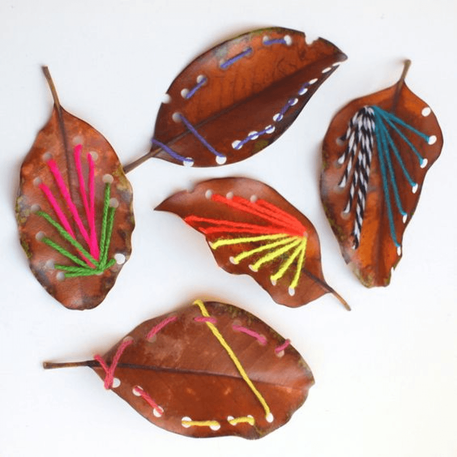 Find some leaves in your garden or on your daily walk and practice weaving in and out of the leaves.