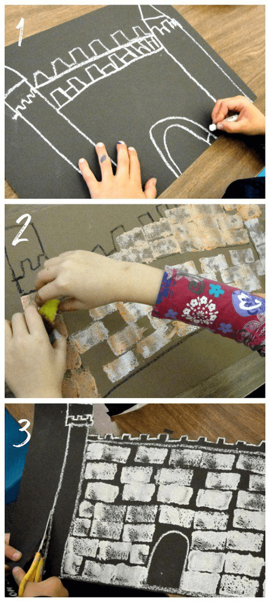 Make a castle picture using chalks, paints or pens for the giant to live in.