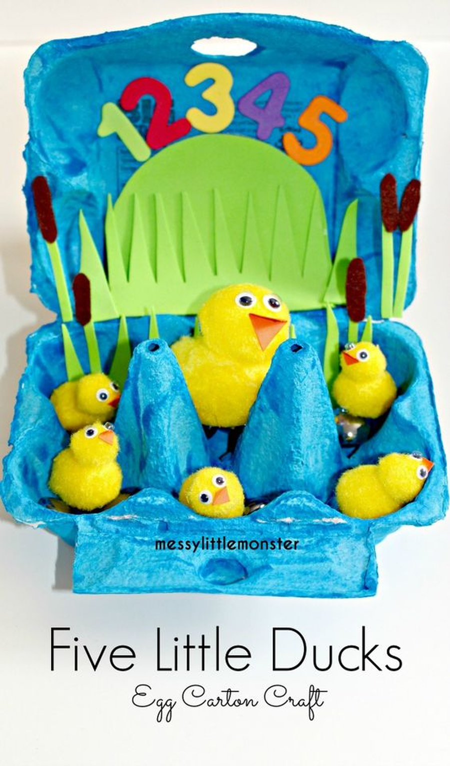 Make a pond for your Five Little Ducks and sing the song while taking a duck away.