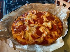Miss Kimber's chicken and pepperoni pizza