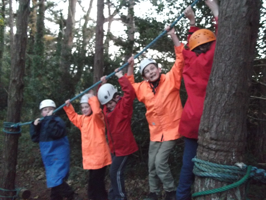 Ethan's group try out the ropes course