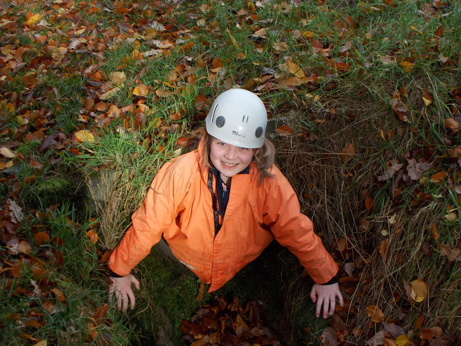 Adele succeeds crawling through the first tunnel.