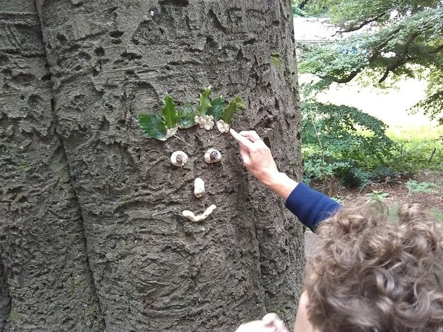 Summer activity - If you are goin for a walk in the woods you could make a tree spirit for your friends to spot. We used a little bit of clay, hazelnut shells, twigs and leaves.