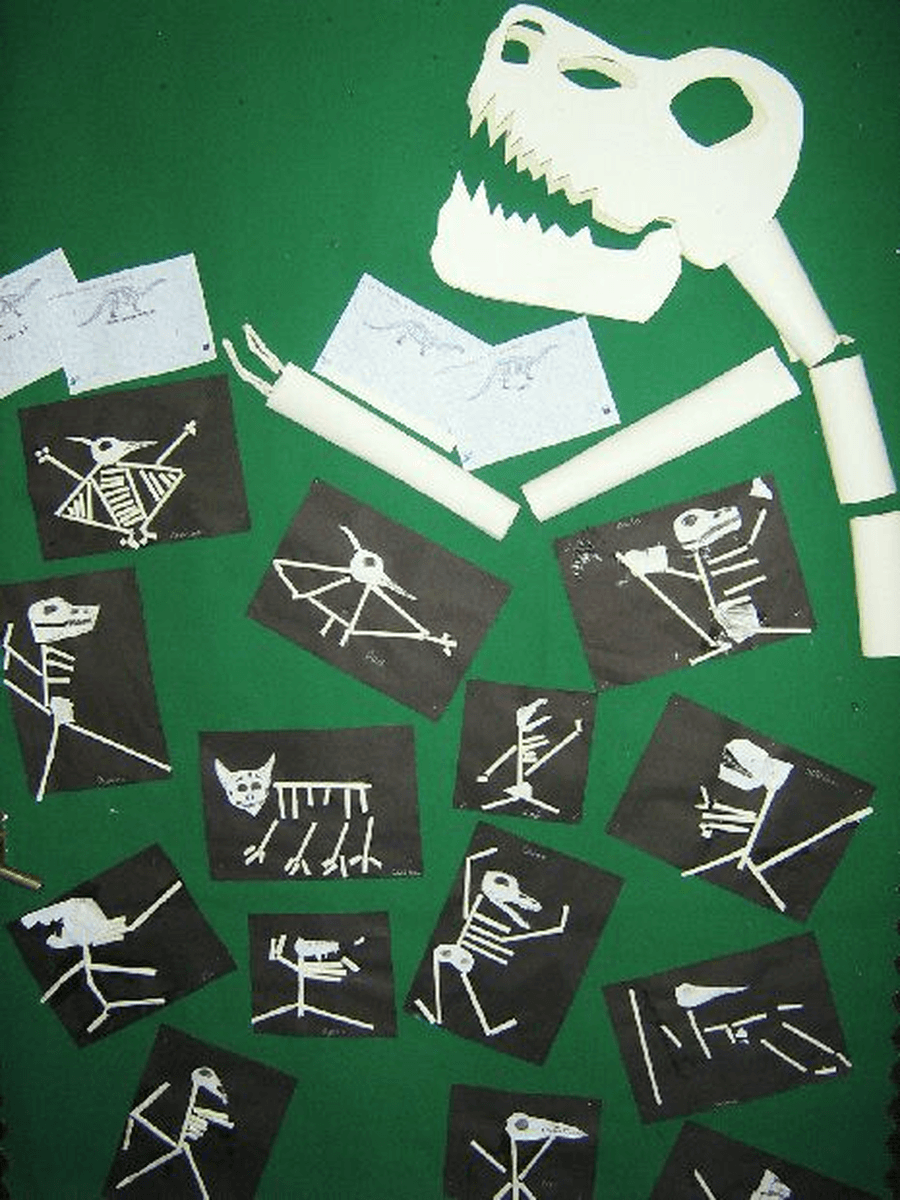 Using different materials in your home, try creating some dinosaur skeletons. 