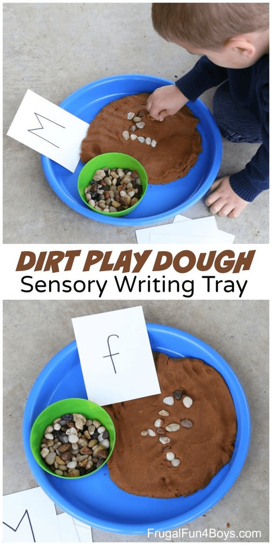 Practice making some of the letters you have been learning at school. Can you make the letters with stones in the dirt? Try making  s, a, t, p, i or n? 