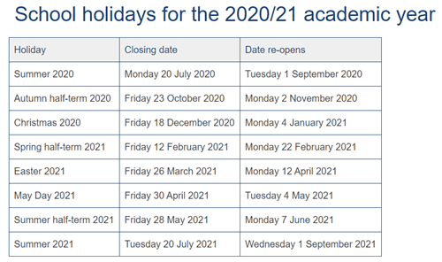 Stephenson Way Academy and Nursery School - Term Dates