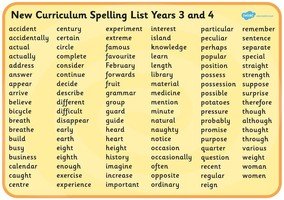 Year 3 and 4 Spellings