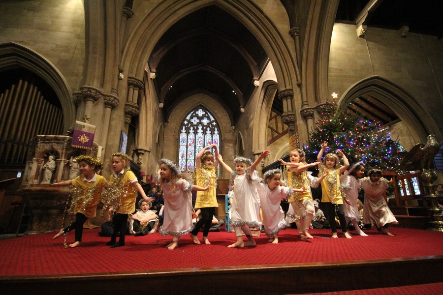 The angels told the shepherds not to be afraid and that they should find baby Jesus.
