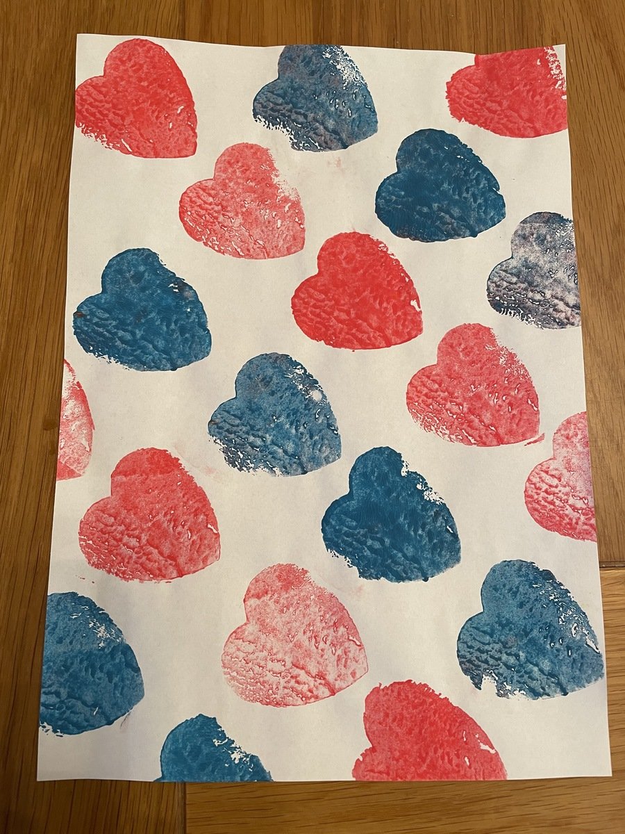 Red and blue print