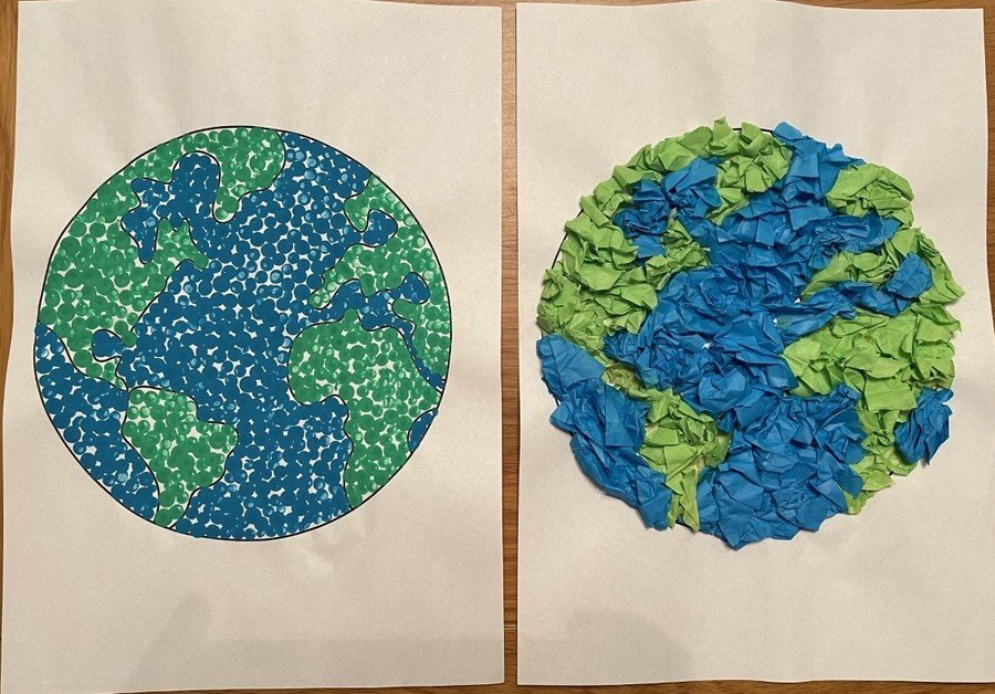 Dot painting and tissue paper