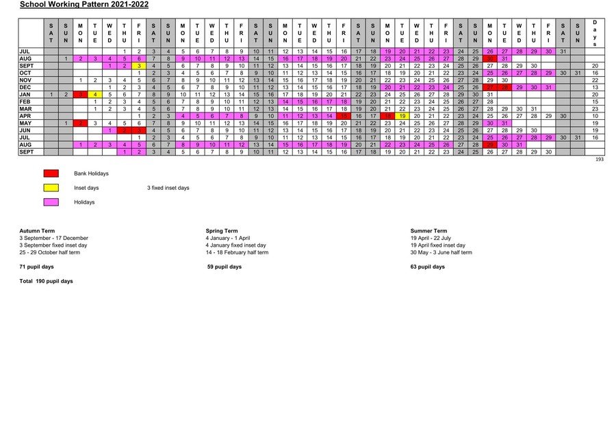 St Joseph's Catholic Primary School - Term Dates