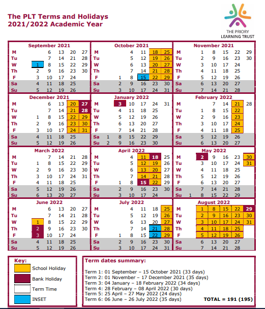 Academic Calendar 2021/2022