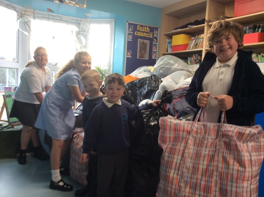 22/4/2022  Our mountain of clothes collected for 'Wear Share Care, organised by our ECO committee