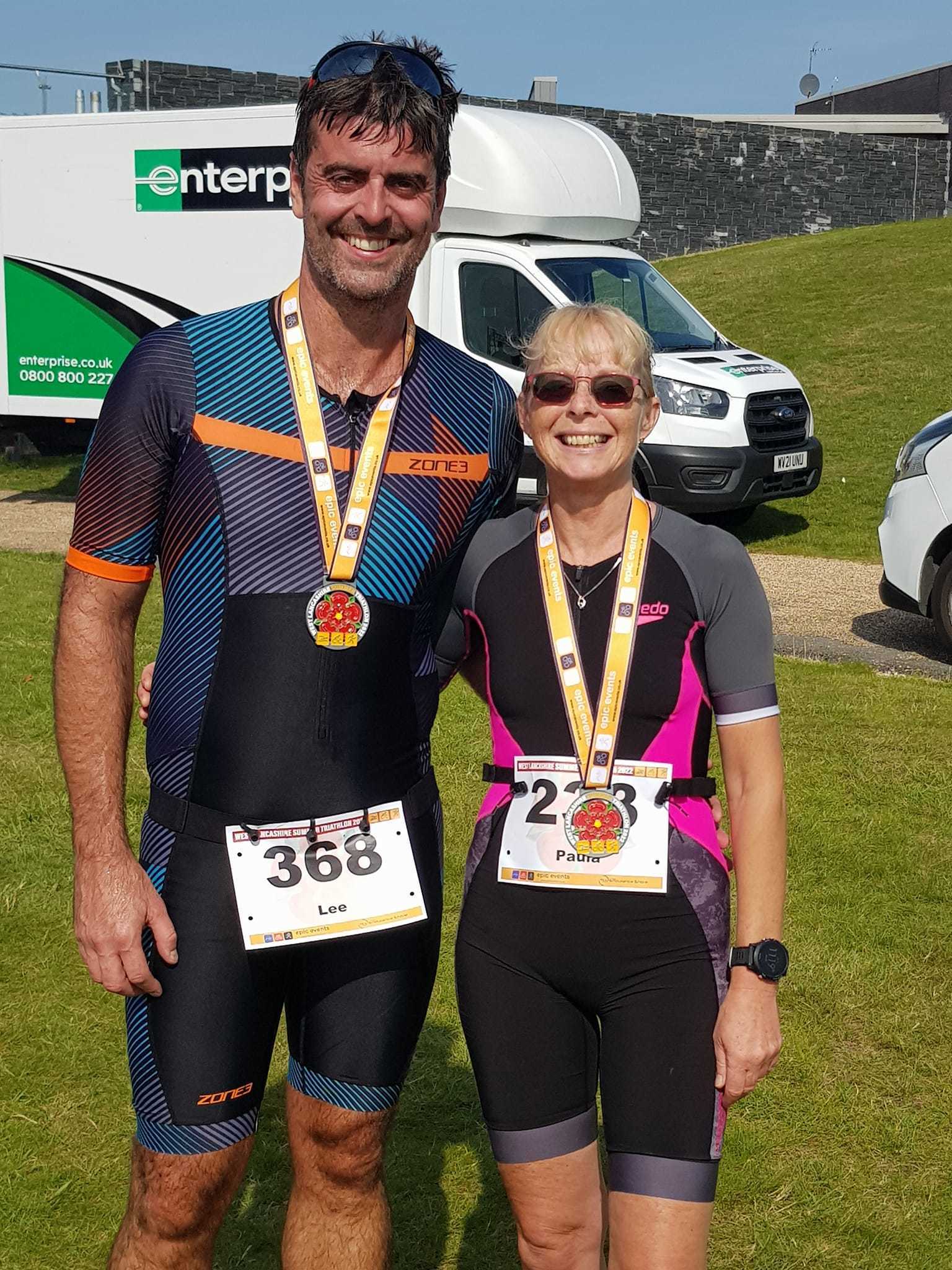 Triathlon success for Paula Abernethy and Lee Cooper.