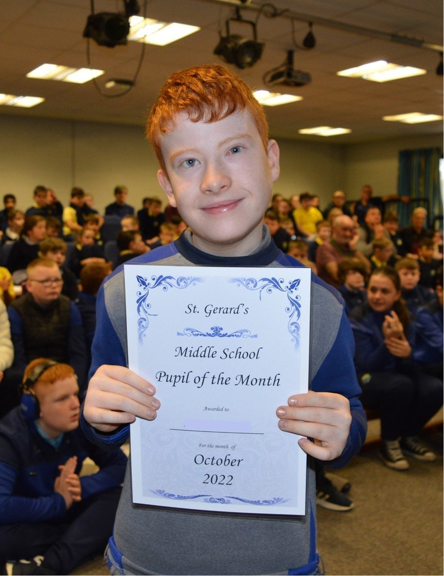 Middle School Pupil of the Month Awards- October