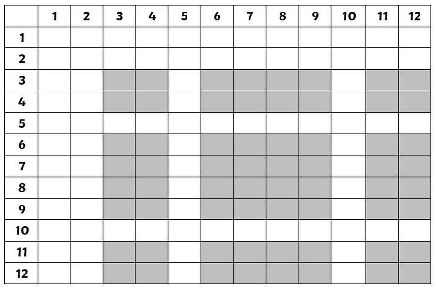 We've enjoyed playing "High Five" in Maths. How quickly can you fill in all the white squares in this multiplication puzzle?