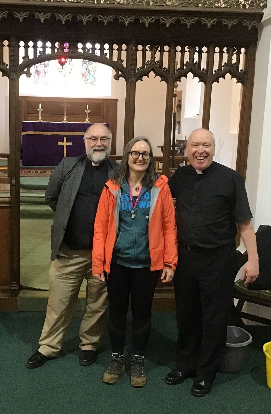 Rev David Oakden, Headteacher Coralie Mankel and Archdeacon Paul Davies