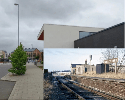 Picture of old Lawley Bank station in relation to the school building. (picture credit: Roger Farnworth)