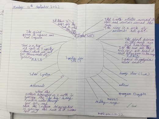 At the beginning of each topic, children are asked to record
their prior knowledge on a Thought Shower. Throughout the unit of work, they
then add new learning to showcase their learning journey. 