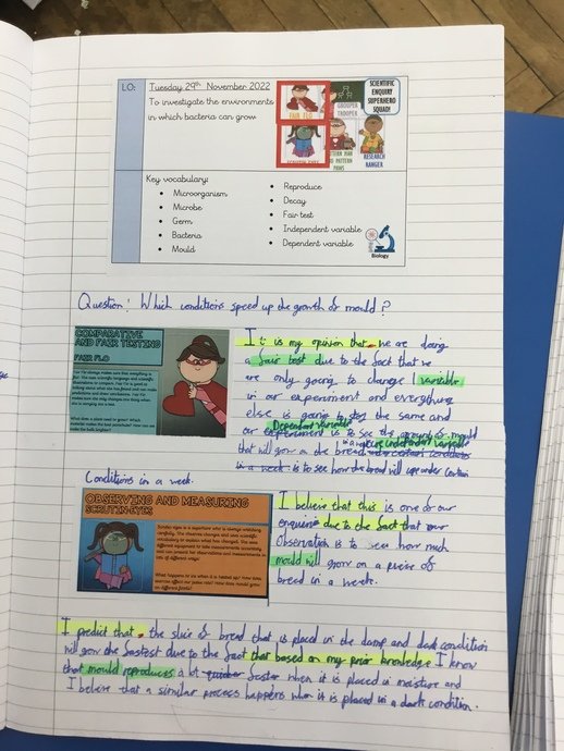 After reading a given enquiry question, children were asked
to consider and describe which working scientifically skills they thought would
be most useful during an investigation. 