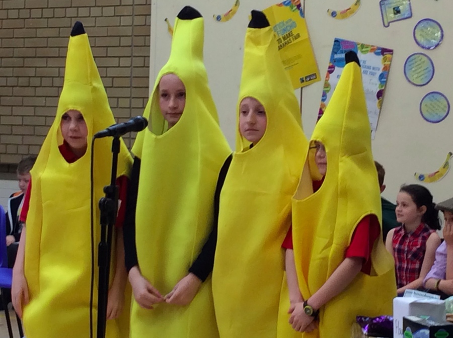 Go bananas and support Fairtrade: Shane, Callum, Harry and Lee.