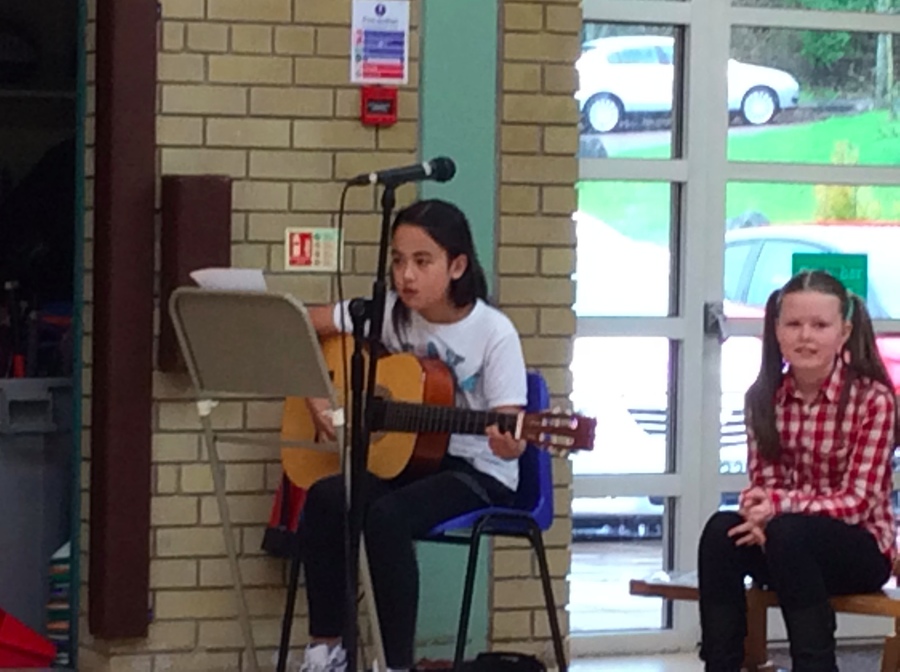 Megan and Harry played the guitar with help from Mr Duggan.