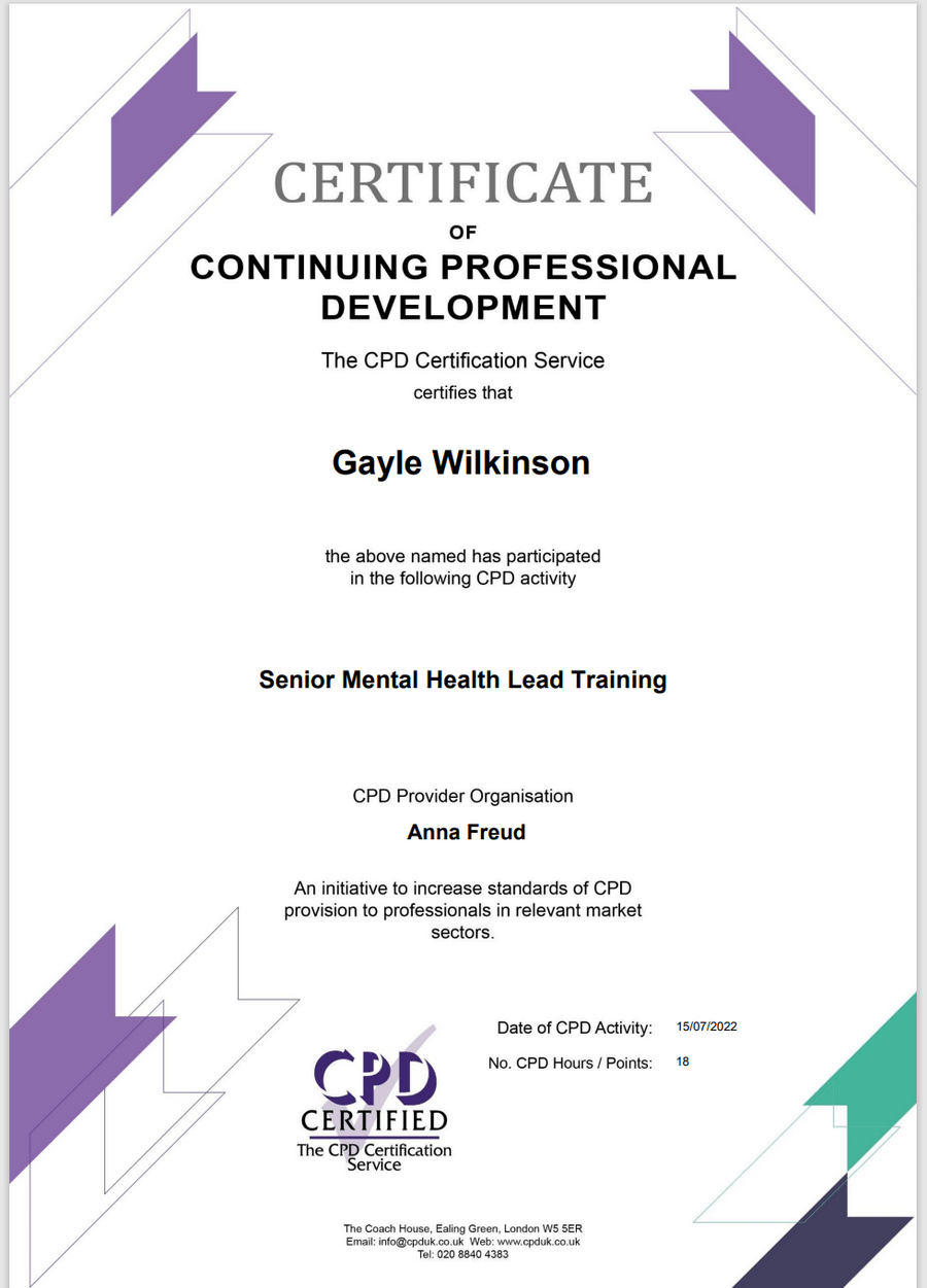 SENIOR MENTAL HEALTH LEAD: GAYLE WILKINSON