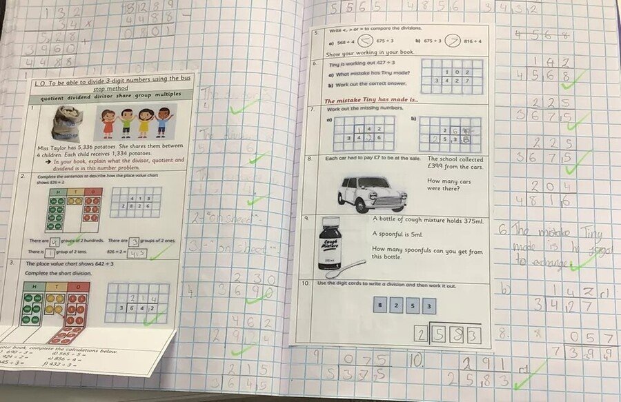 We carefully select our questions in books using a mixture of resources from White Rose, NCETM and teacher-made. We give children strips of questions and encourage them to use their books to show themselves as a mathematician.