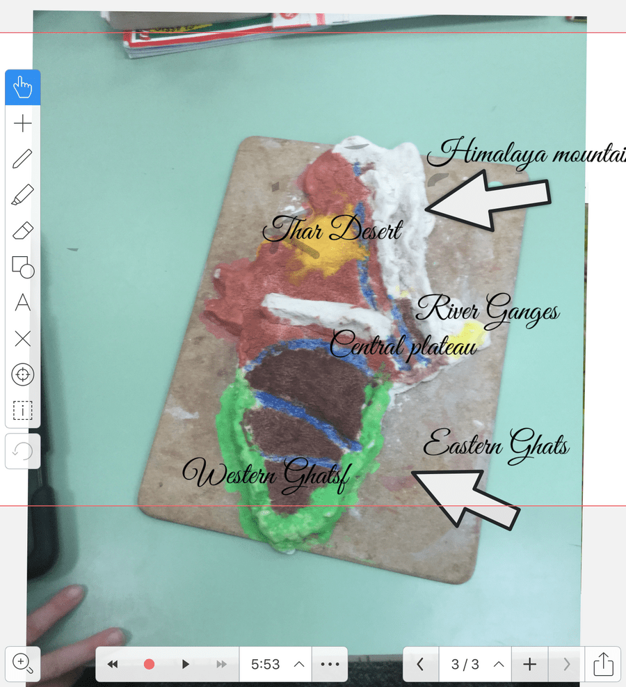 3D relief map of India edited on the Ipad using Explain Everything