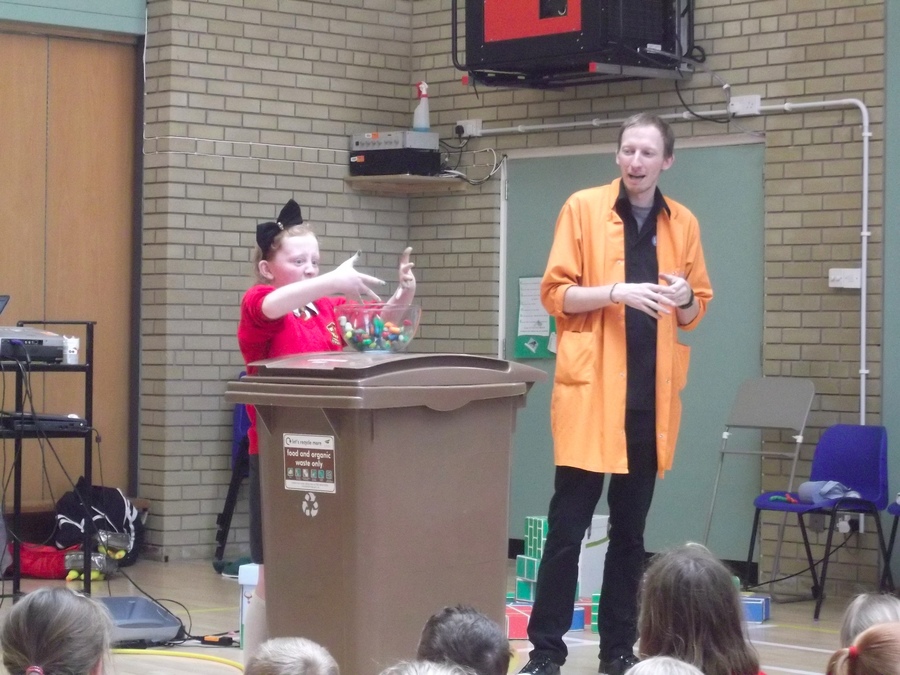 Charlie is willing to get her hands dirty to show how waste in the brown bin decomposes and turns into compost. Charlie is willing to get her hands dirty to show how waste in the brown bin decomposes and turns into compost.