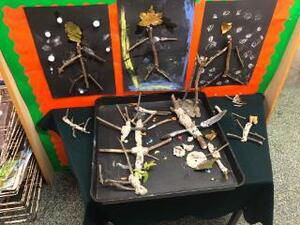 Creating pictures of Stickman using natural materials