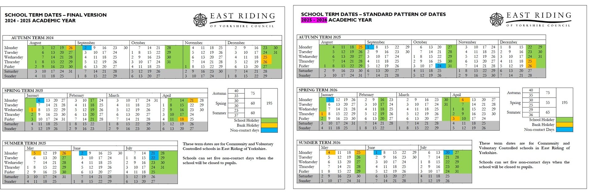 Combined Term dates