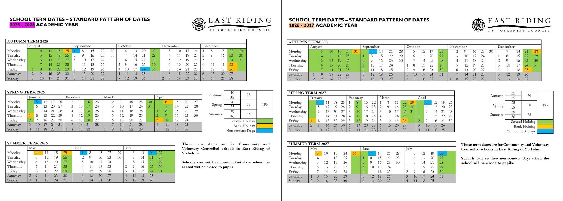 Combined Term dates