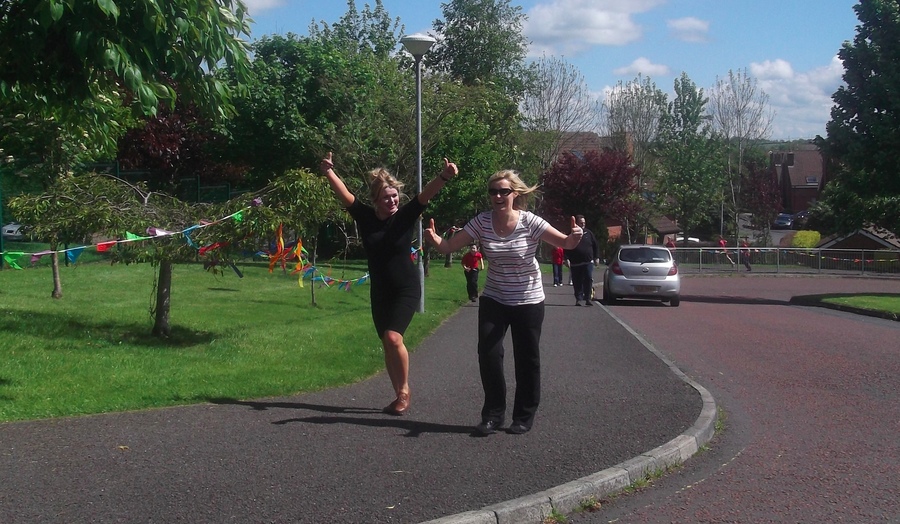 Mrs Ramsden and Mrs Cairns  power walk to the finish!