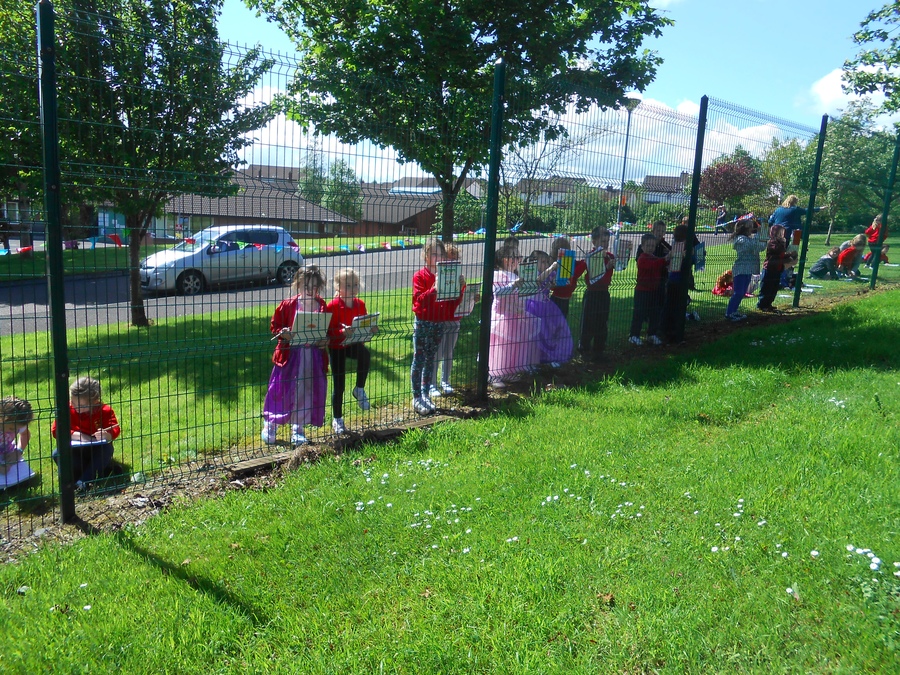 P.2 carry out a road traffic survey to monitor the flow of traffic outside the school gates.