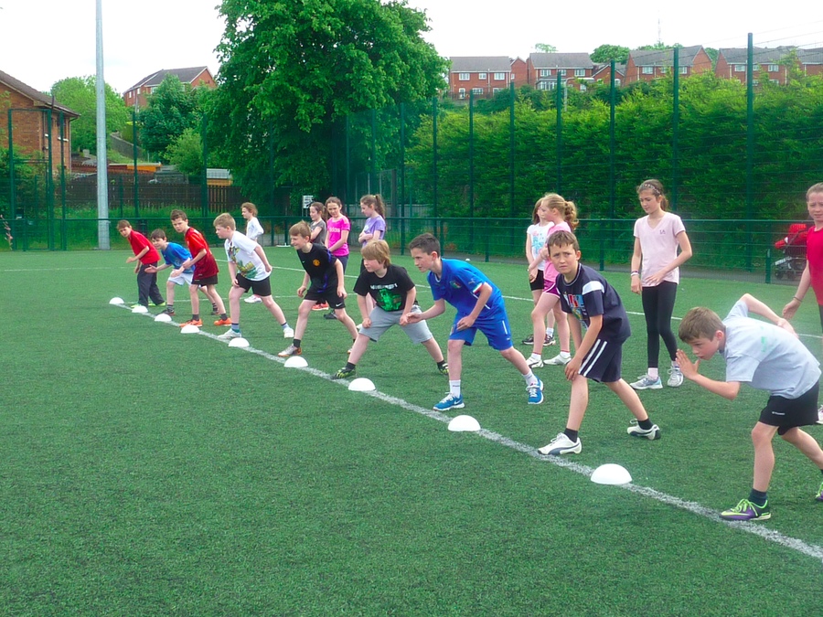 P.6 boys flat race… on your marks...